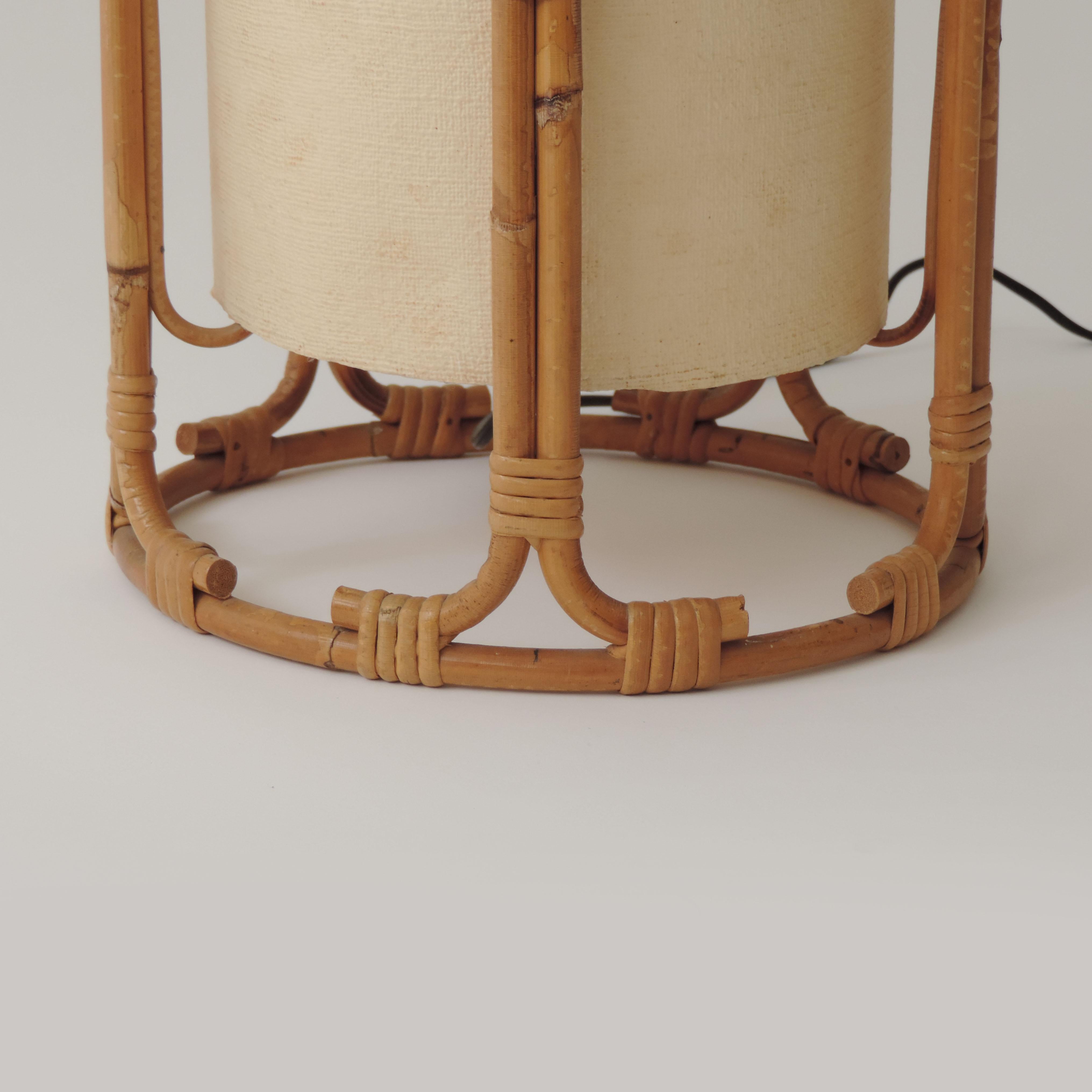 Mid-Century Modern Tito Agnoli Bamboo Table Lamp for Bonacina, Italy, 1960s