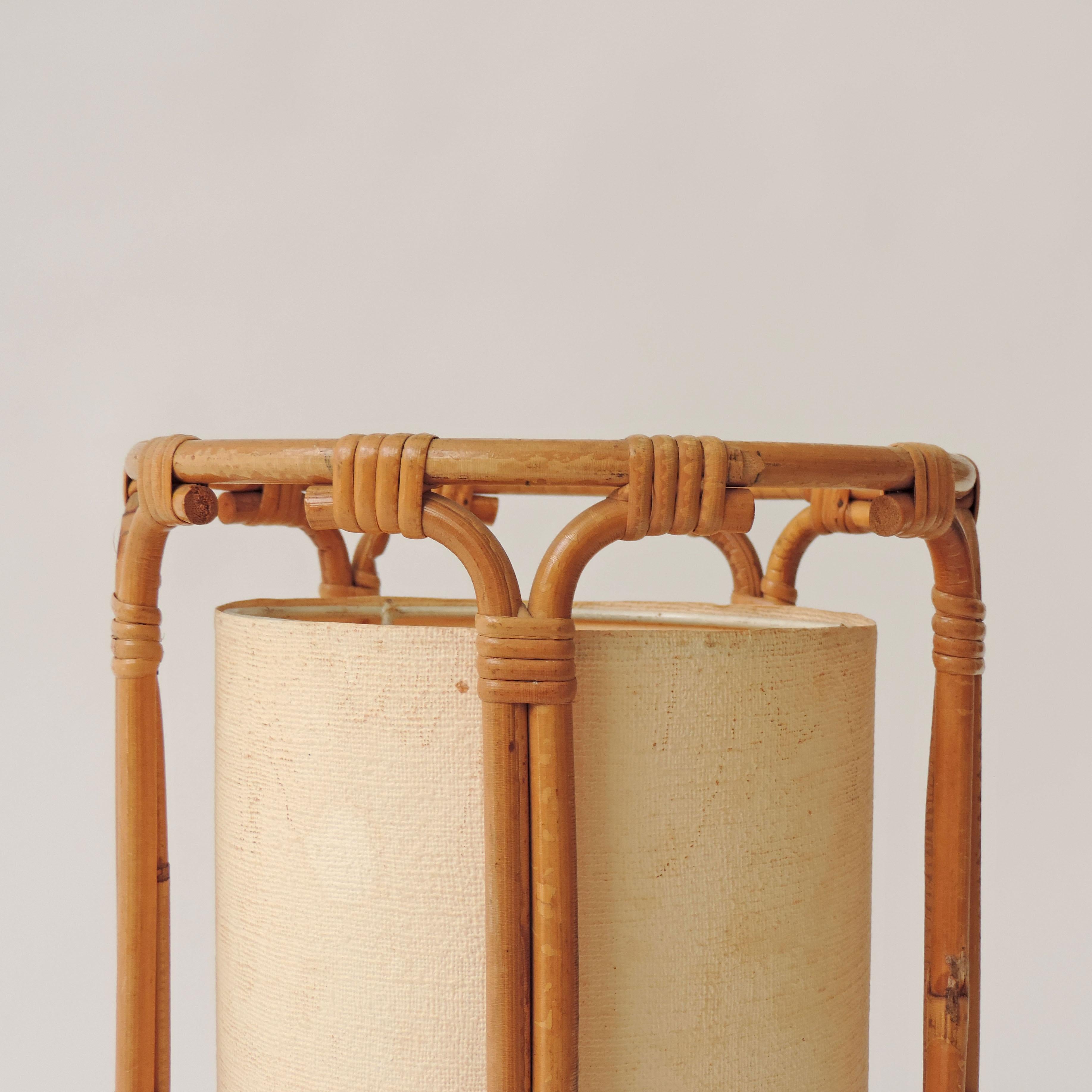 Italian Tito Agnoli Bamboo Table Lamp for Bonacina, Italy, 1960s