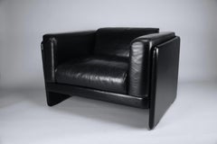 Tito Agnoli Sillón de cuero negro para Poltrona Frau