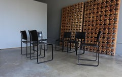 Tito Agnoli Black Leather Sistina Dining Chairs for Matteo Grassi, circa 1980