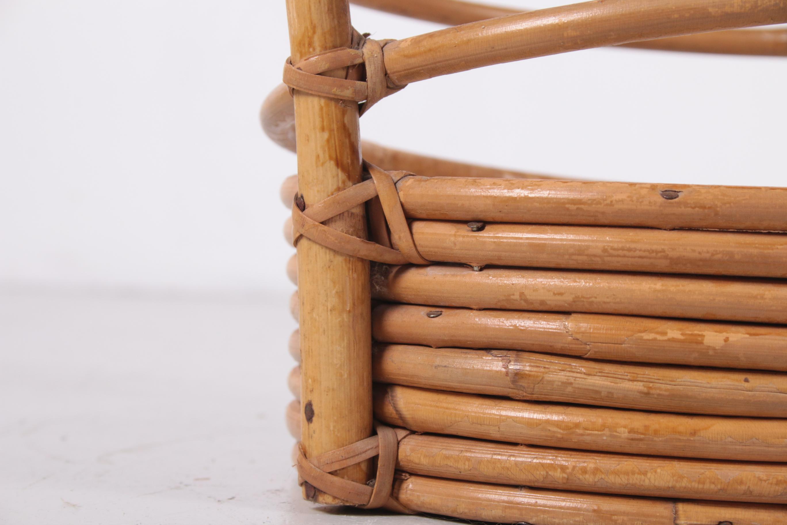 Italian Tito Agnoli Bonacina, Umbrella Stand made of Bamboo and Rattan, 1960s For Sale