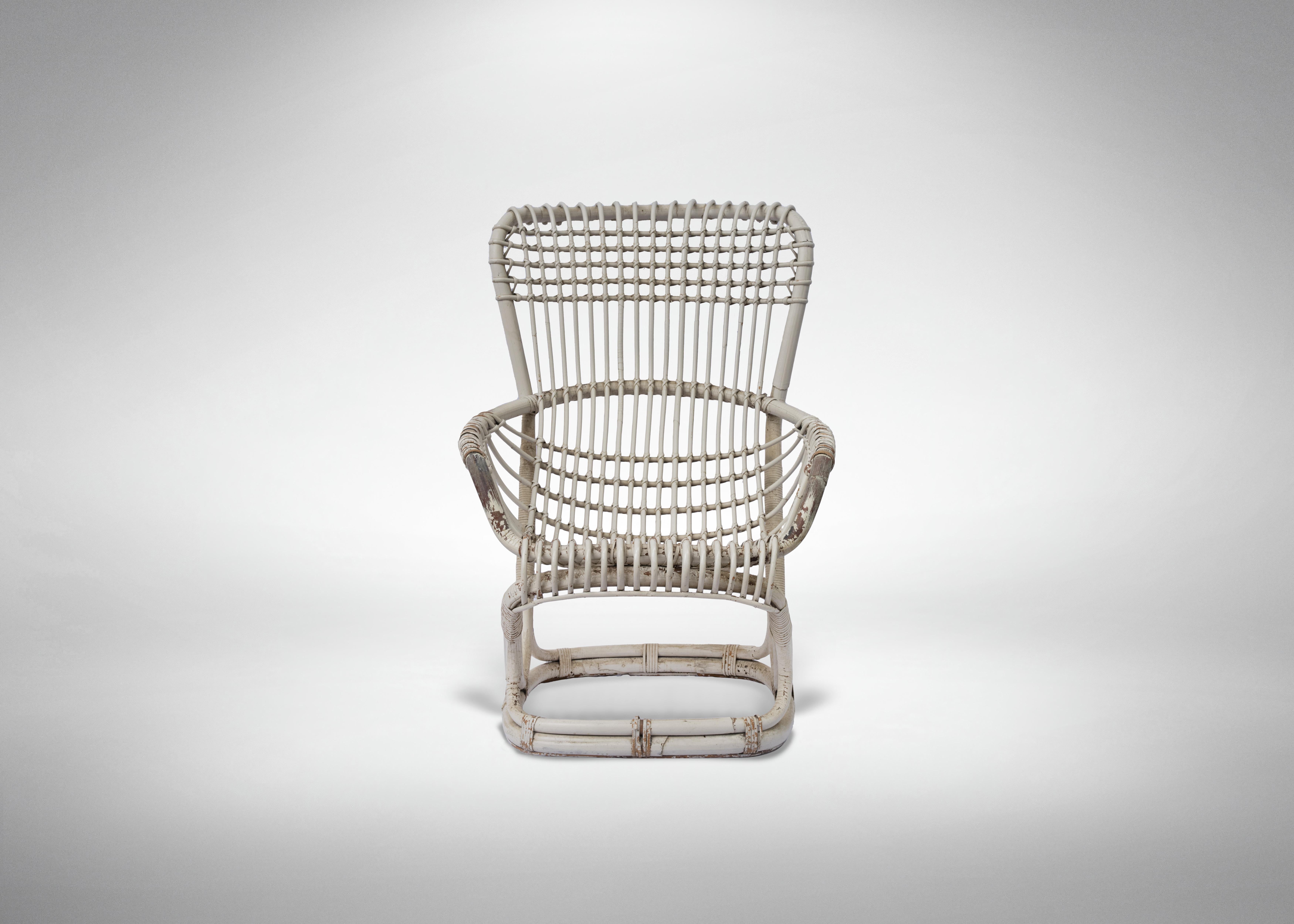 Tito Agnoli BP4 rattan chair, made by Pierantonio Bonacina in 1959.

First series. Entirely handmade. 

h102×72×80 cm. 

Good condition.