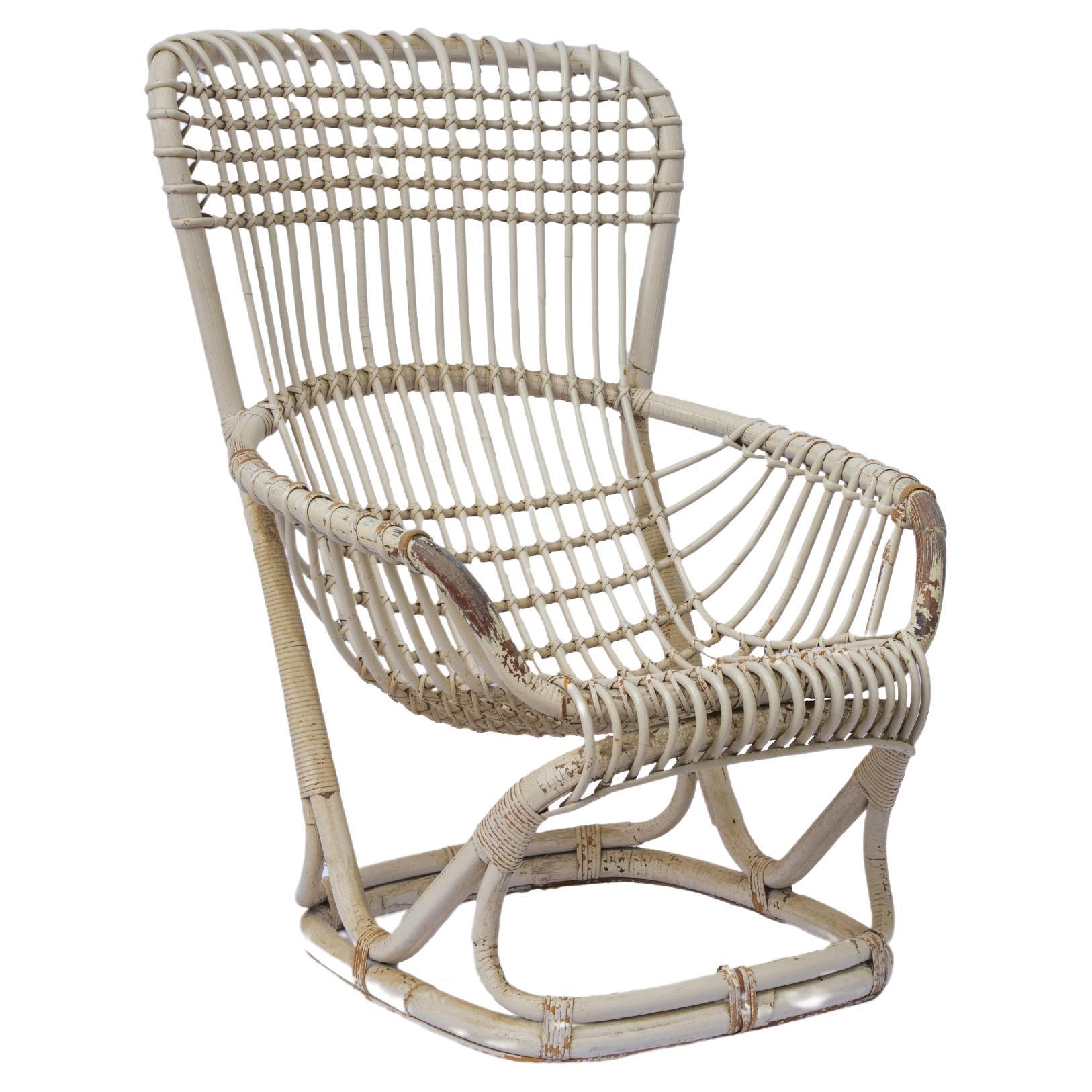 Tito Agnoli BP4 rattan chair, made by Pierantonio Bonacina, Italy 1959 For Sale
