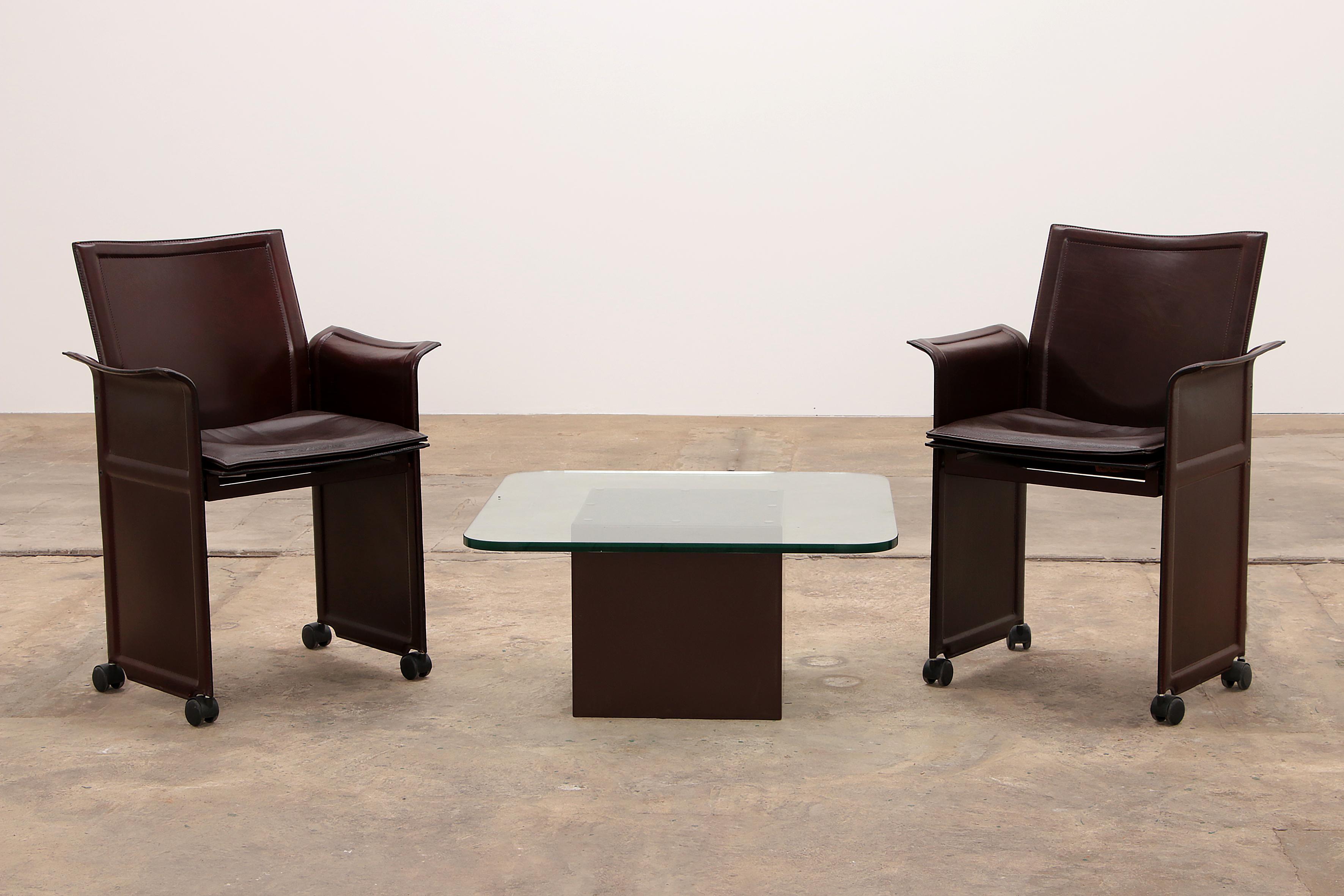 Italian Tito Agnoli by Matteo Grassi Coffee Table with Two Chairs, 1970 Italy For Sale