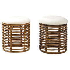 Tito Agnoli Cane Bamboo Stools, Italy, c. 1960