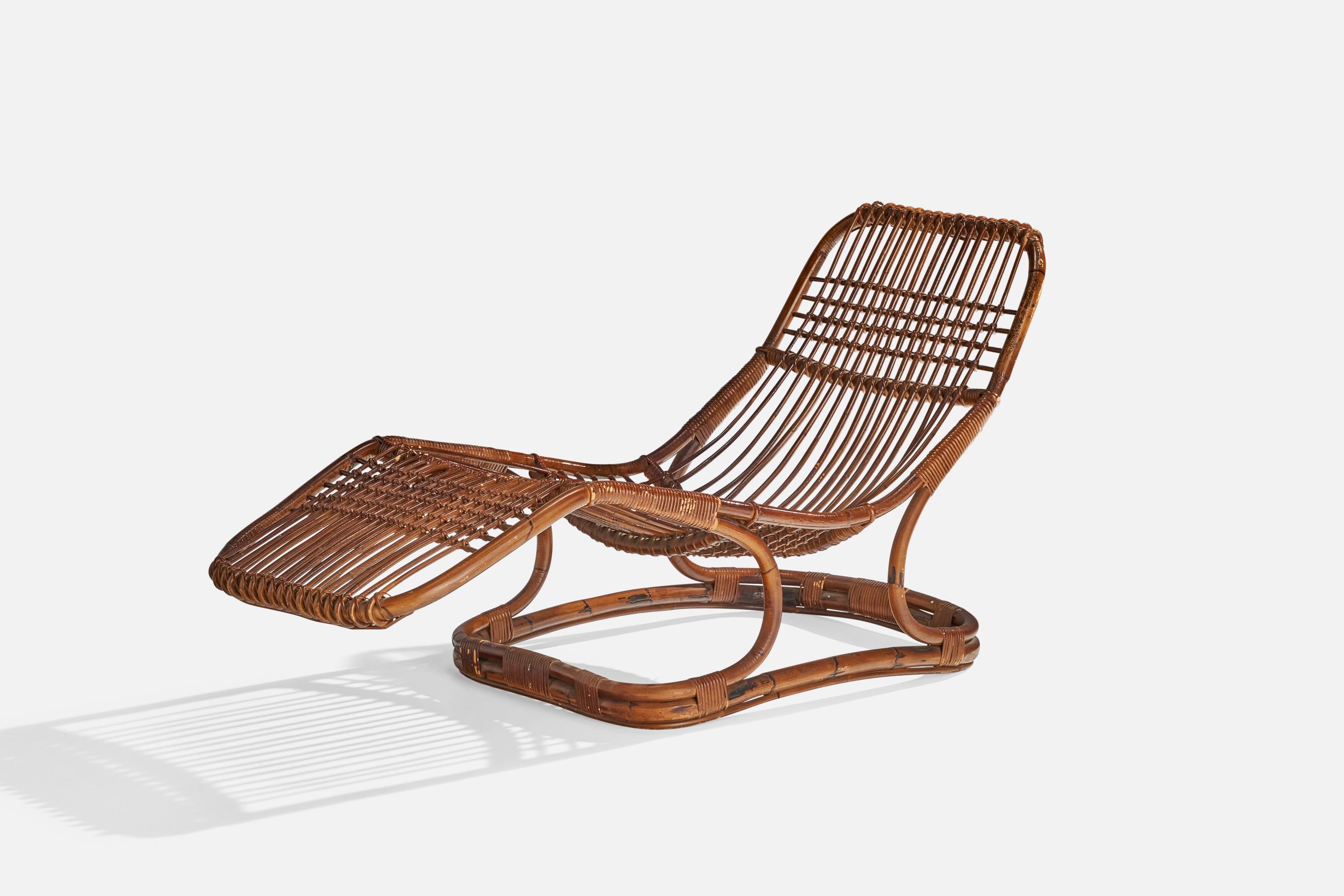 Tito Agnoli, Chaise Longue, Rattan, Bamboo, Italy, 1963 In Good Condition For Sale In High Point, NC