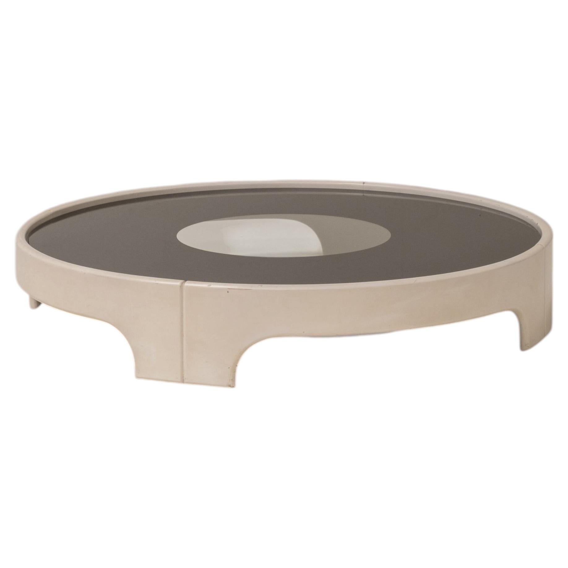 Iconic Tito Agnoli Circular Coffee Table, Off-White, Italian Design, 1970s