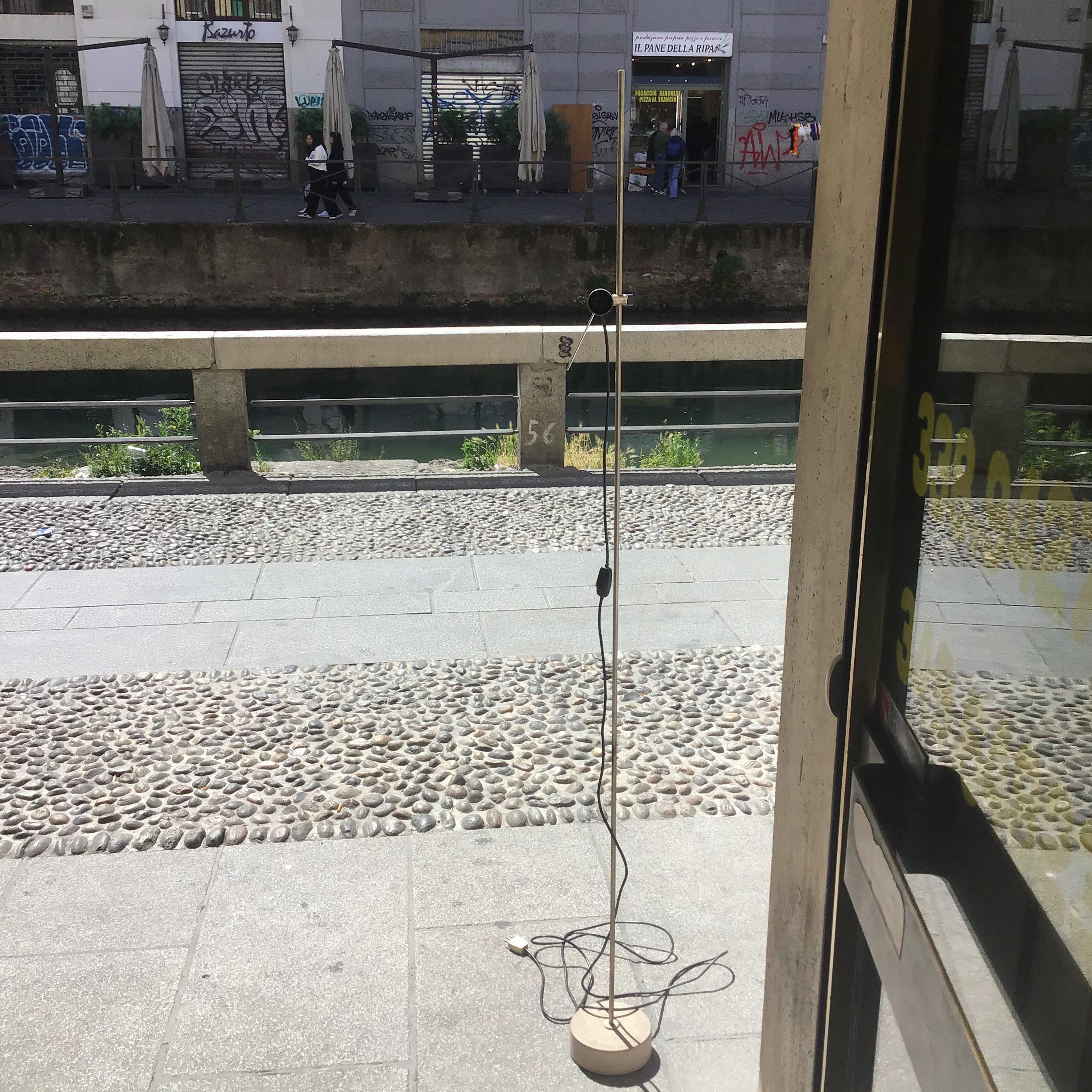 Tito Agnoli Floor Lamp “ Oluce “ Travertine Base Metal Crome 1954 Italy For Sale 9