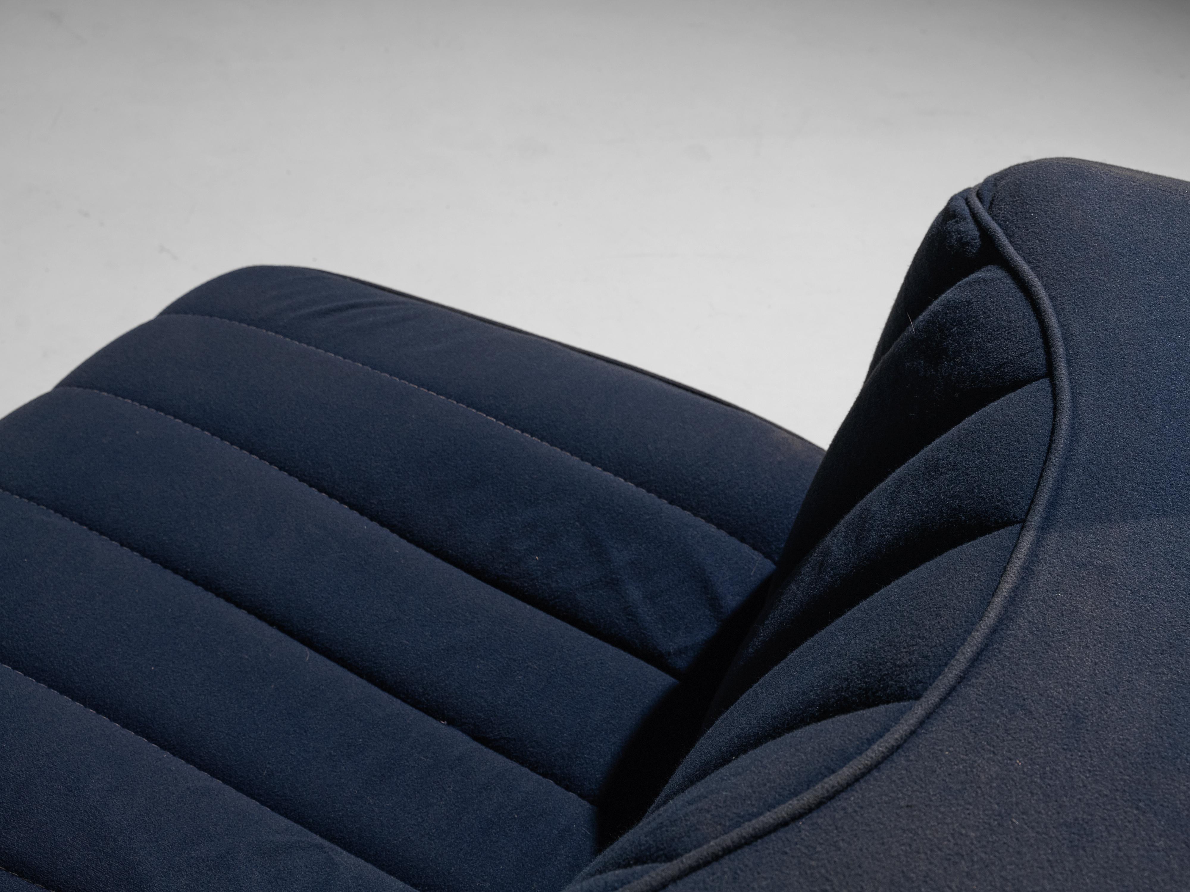 Tito Agnoli for Arflex Modular Lounge Chairs Model '9000' in Blue Upholstery In Good Condition In Waalwijk, NL