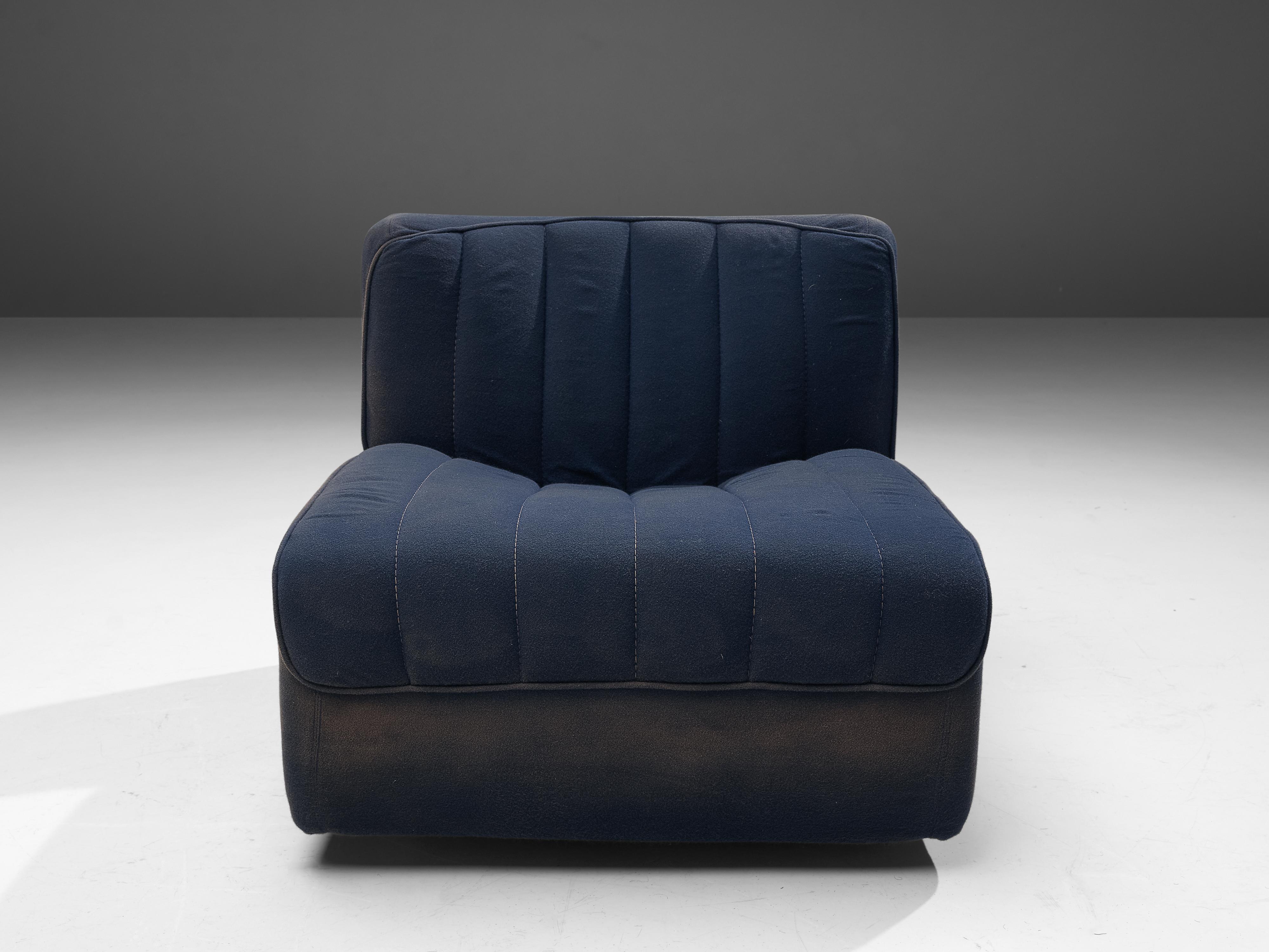 Tito Agnoli for Arflex Modular Lounge Chairs Model '9000' in Blue Upholstery 2