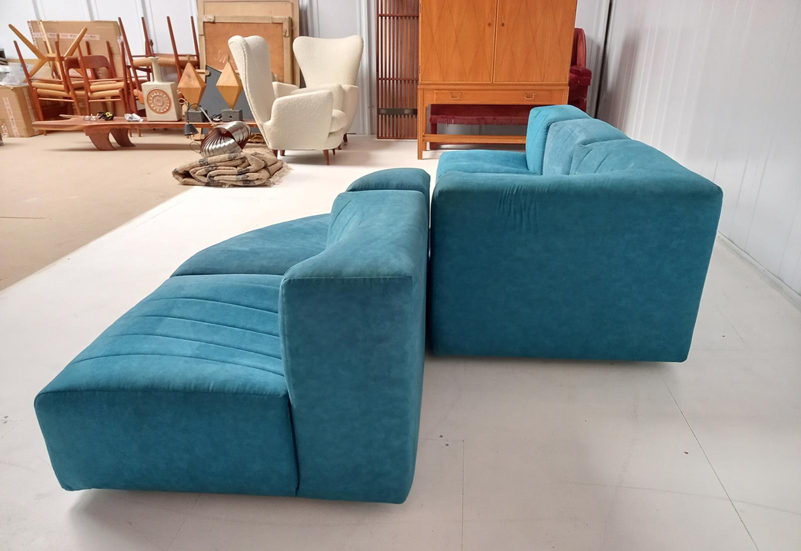 Mid-Century Modern Tito Agnoli for Arflex Sectional Sofa Model '9000' in Blue Upholstery For Sale