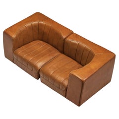 Tito Agnoli for Arflex Two Seat Sofa in Cognac Leather