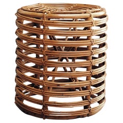 Tito Agnoli for Bonacina Attr. Rattan  Pouff or Little Table, Italy, 1960s