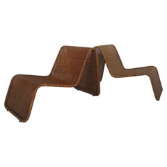 Tito Agnoli for Bonacina Italian Midcentury Rattan Bamboo P3 Armchair 1970s