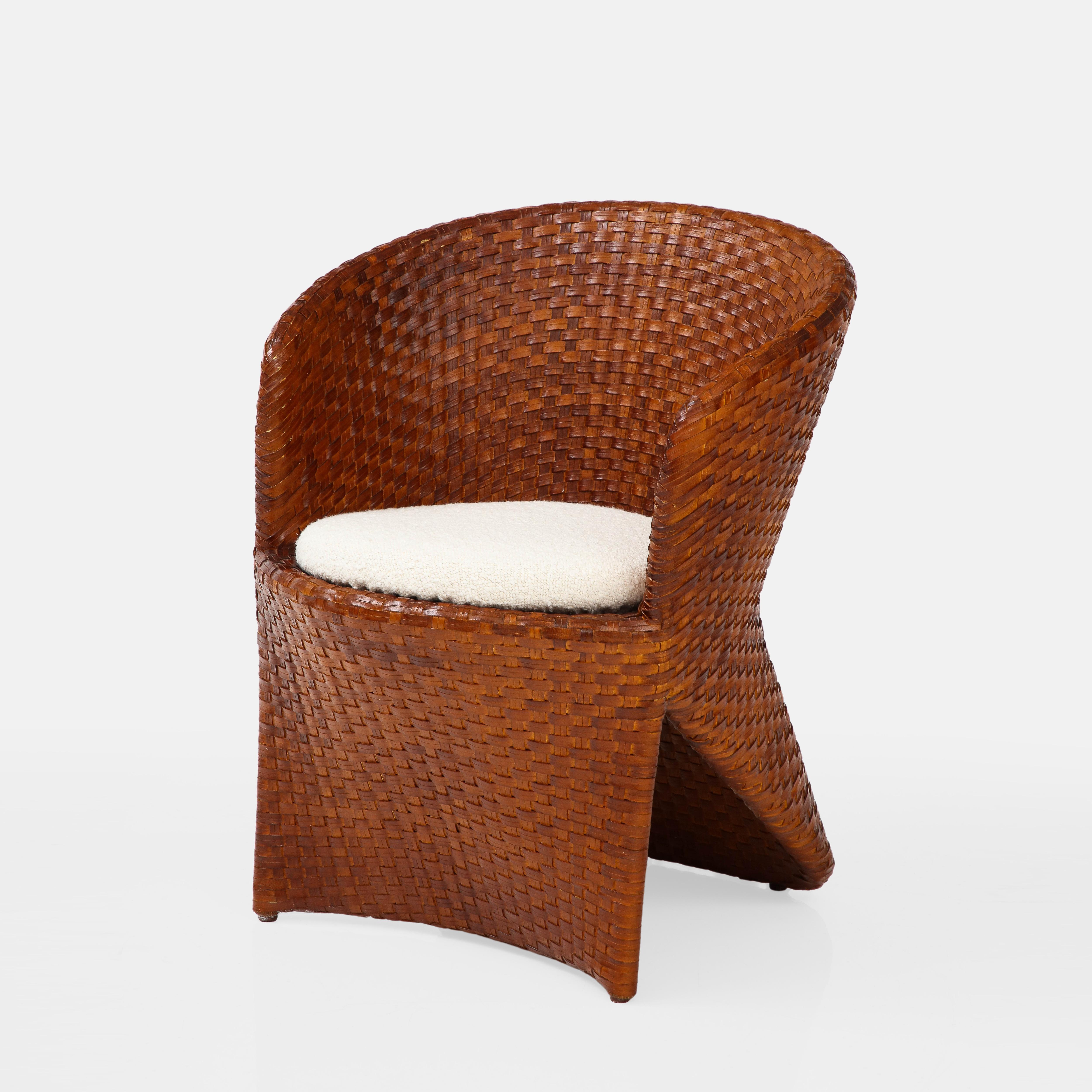 Tito Agnoli for Bonacina Rare Carabou Dining Set in Rattan and Cherry Wood, 1991 For Sale 1