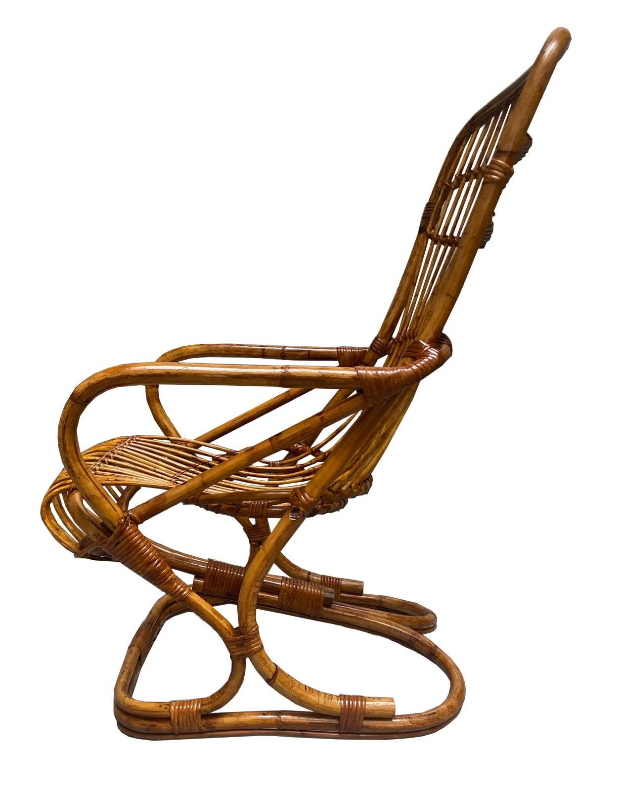 Tito Agnoli for Bonacina Rattan Armchair, Italy, 1960s In Good Condition In Naples, IT