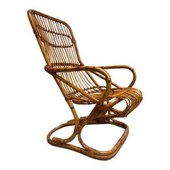 Vintage Tito Agnoli for Bonacina Rattan Armchair, Italy, 1960s