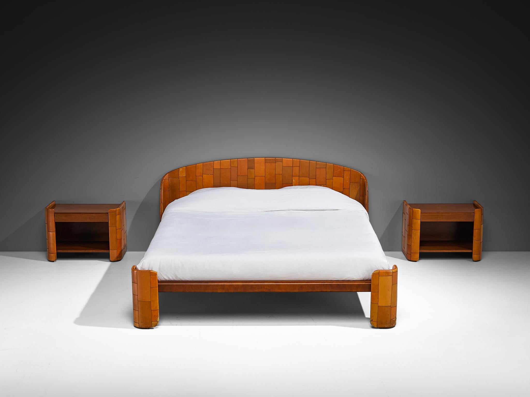 Post-Modern Tito Agnoli for Caleido/Poltrona Frau Bedroom Set in Patchwork Leather For Sale