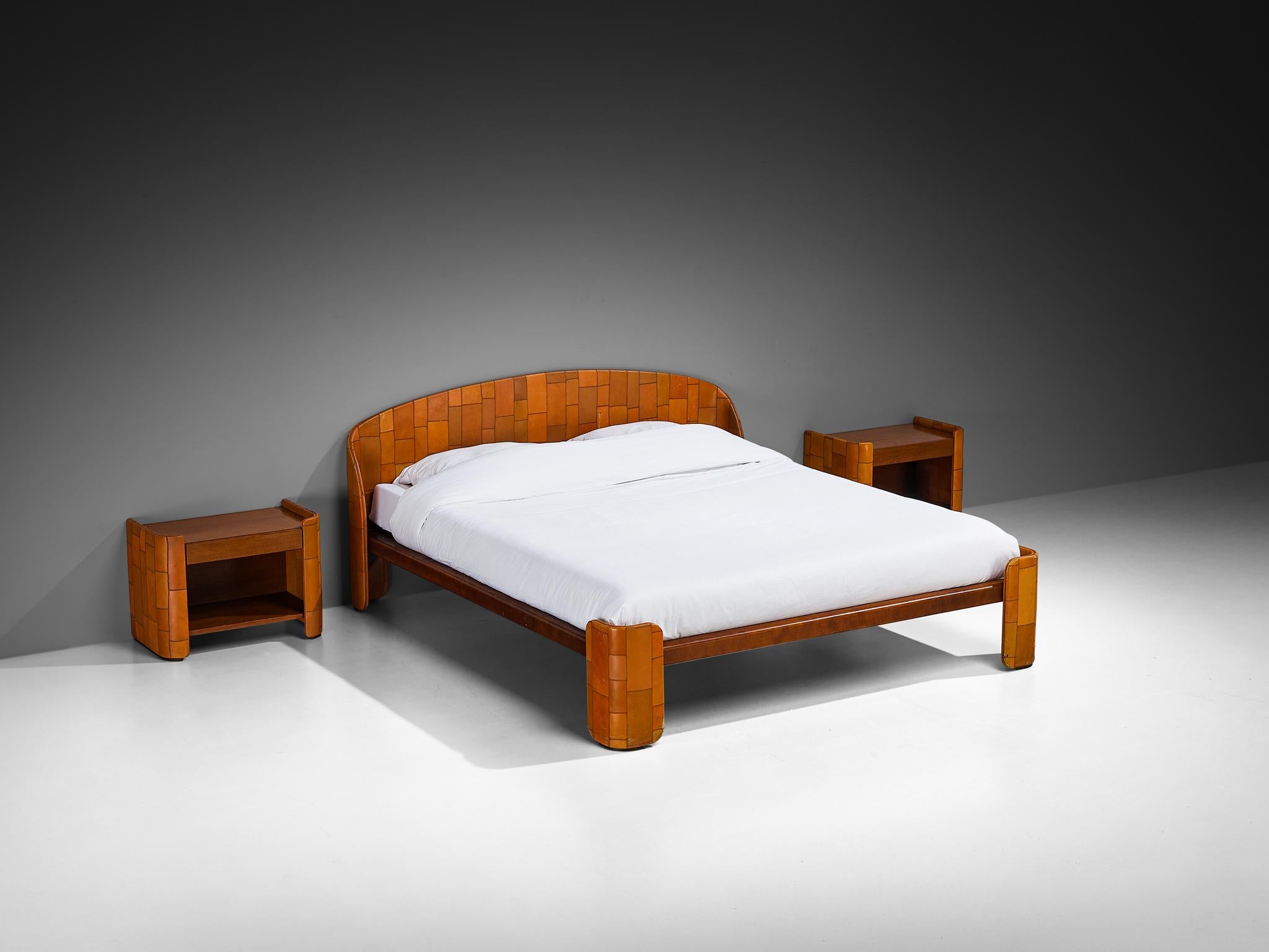 Tito Agnoli for Caleido/Poltrona Frau Bedroom Set in Patchwork Leather In Good Condition For Sale In Waalwijk, NL