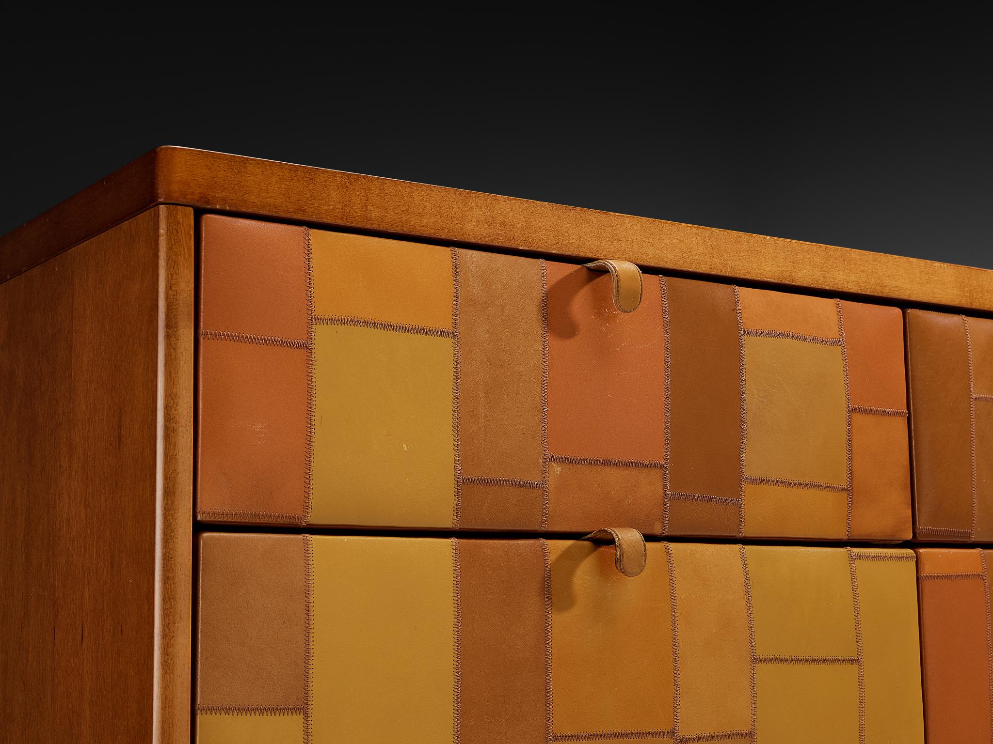 Tito Agnoli for Caleido/Poltrona Frau Chest of Drawers in Patchwork Leather In condizioni buone in vendita a Waalwijk, NL