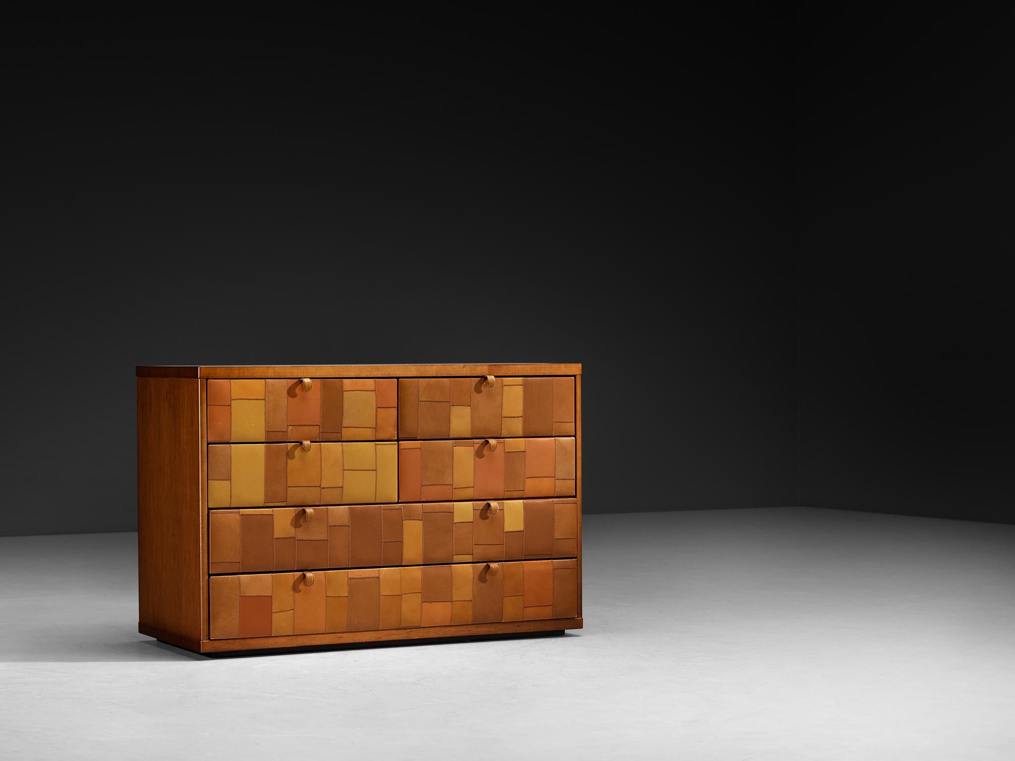 Fine XX secolo Tito Agnoli for Caleido/Poltrona Frau Chest of Drawers in Patchwork Leather in vendita