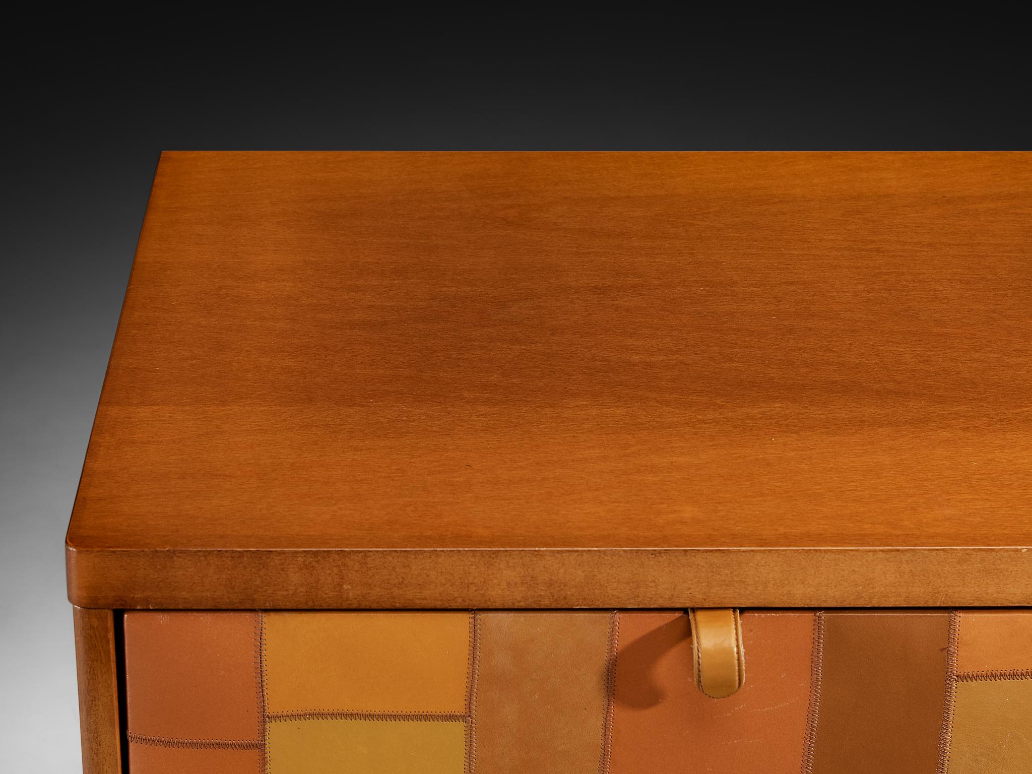 Pelle Tito Agnoli for Caleido/Poltrona Frau Chest of Drawers in Patchwork Leather in vendita