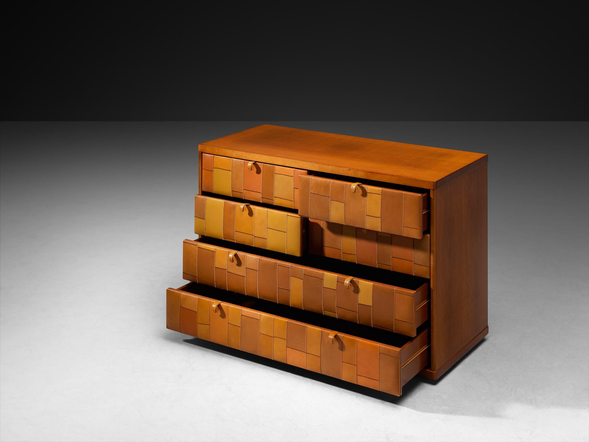 Tito Agnoli for Caleido/Poltrona Frau Chest of Drawers in Patchwork Leather in vendita 1