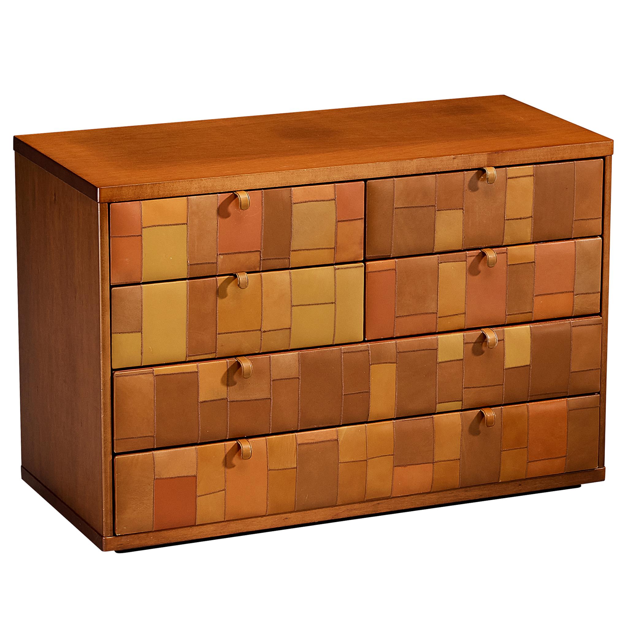 Tito Agnoli for Caleido/Poltrona Frau Chest of Drawers in Patchwork Leather in vendita