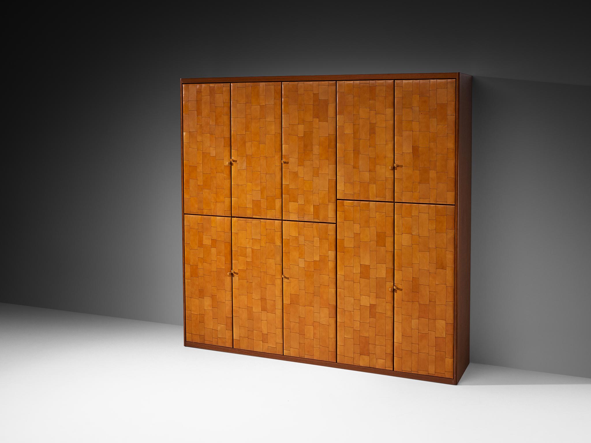 Tito Agnoli for Caleido/Poltrona Frau Highboard in Cognac Patchwork Leather 4