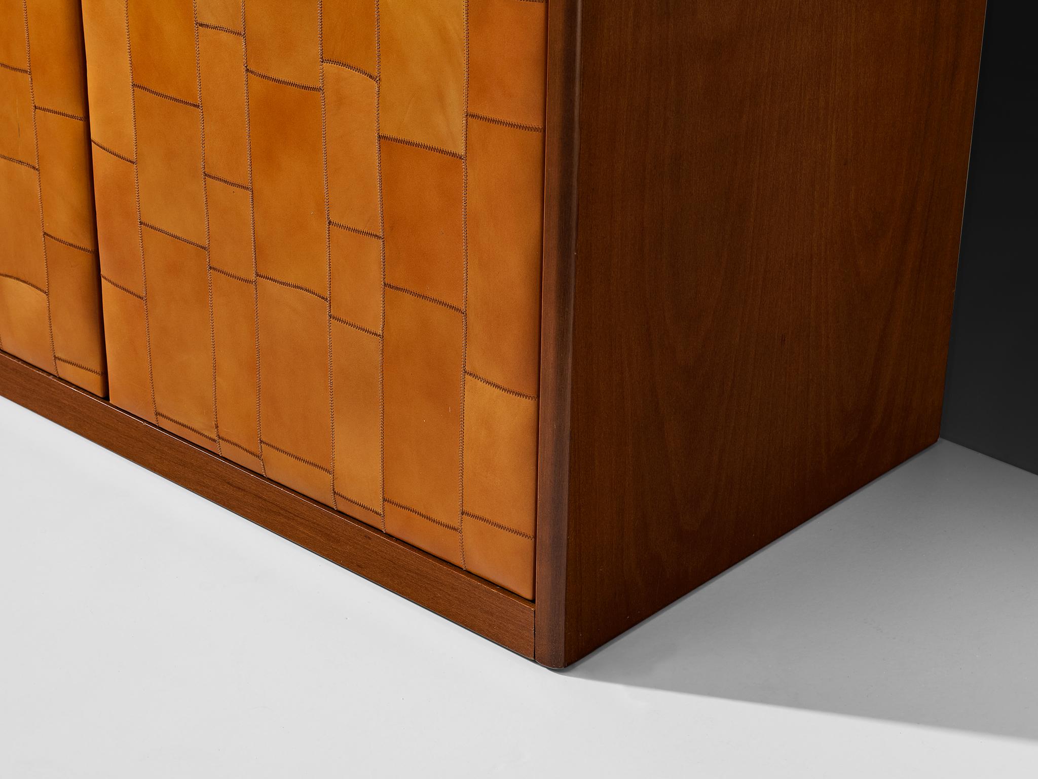 Tito Agnoli for Caleido/Poltrona Frau Highboard in Cognac Patchwork Leather 5