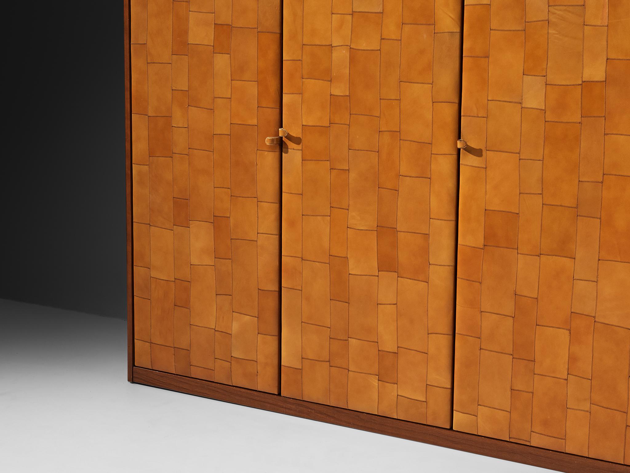 Tito Agnoli for Caleido/Poltrona Frau Highboard in Cognac Patchwork Leather 6