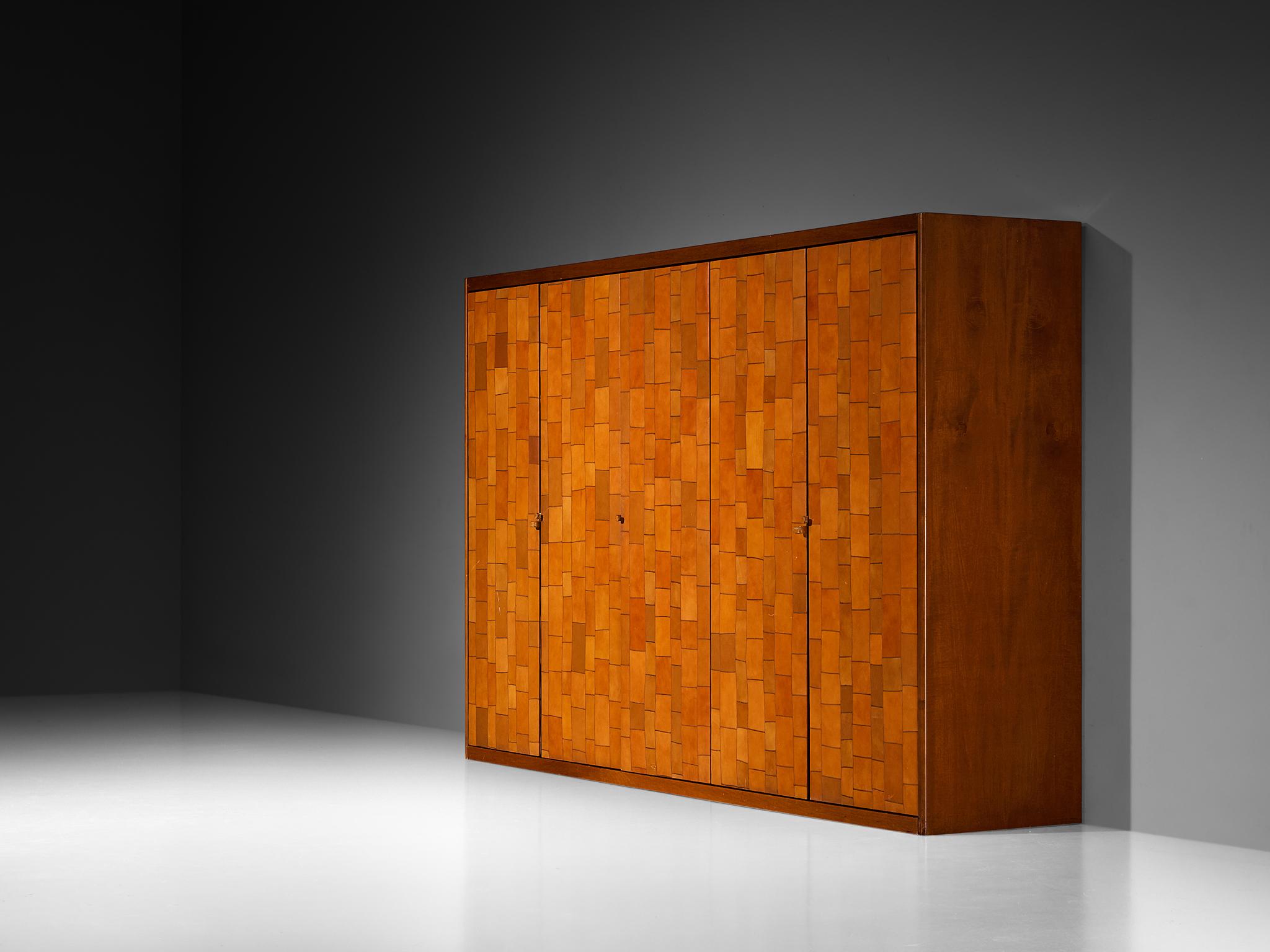 Tito Agnoli for Caleido/Poltrona Frau Highboard in Cognac Patchwork Leather In Good Condition In Waalwijk, NL