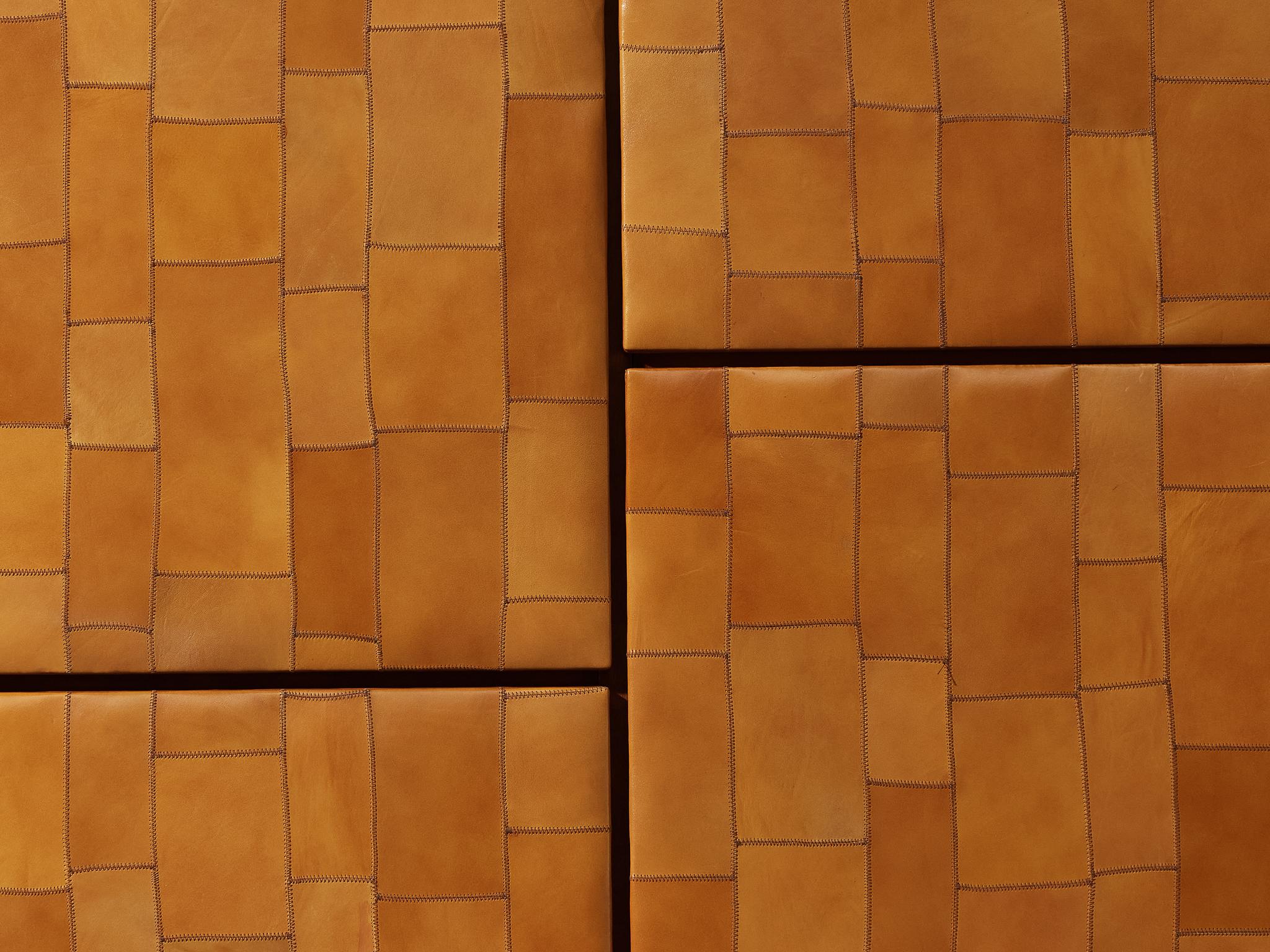 Metal Tito Agnoli for Caleido/Poltrona Frau Highboard in Cognac Patchwork Leather