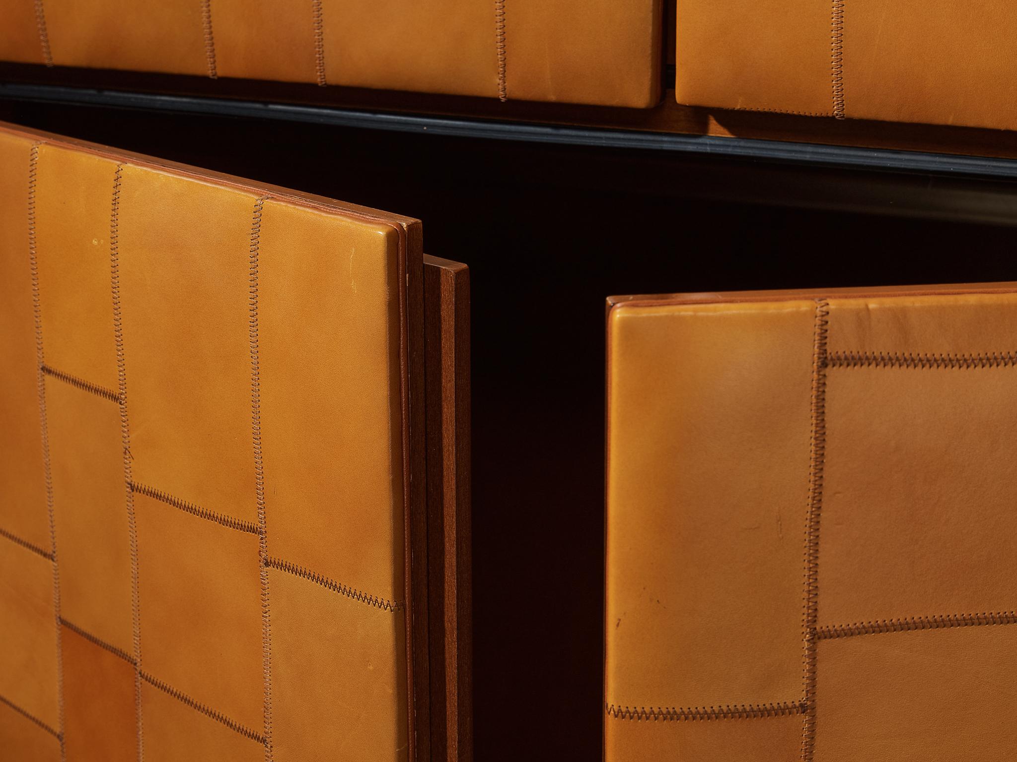 Tito Agnoli for Caleido/Poltrona Frau Highboard in Cognac Patchwork Leather 2