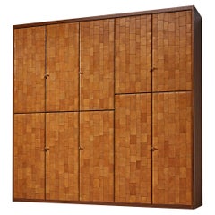 Buffet haut de gamme Tito Agnoli pour Caleido/Poltrona Frau en cuir patchwork cognac