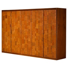 Buffet haut de gamme Tito Agnoli pour Caleido/Poltrona Frau en cuir patchwork cognac