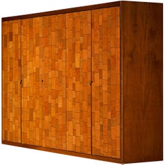 Buffet haut de gamme Tito Agnoli pour Caleido/Poltrona Frau en cuir patchwork cognac