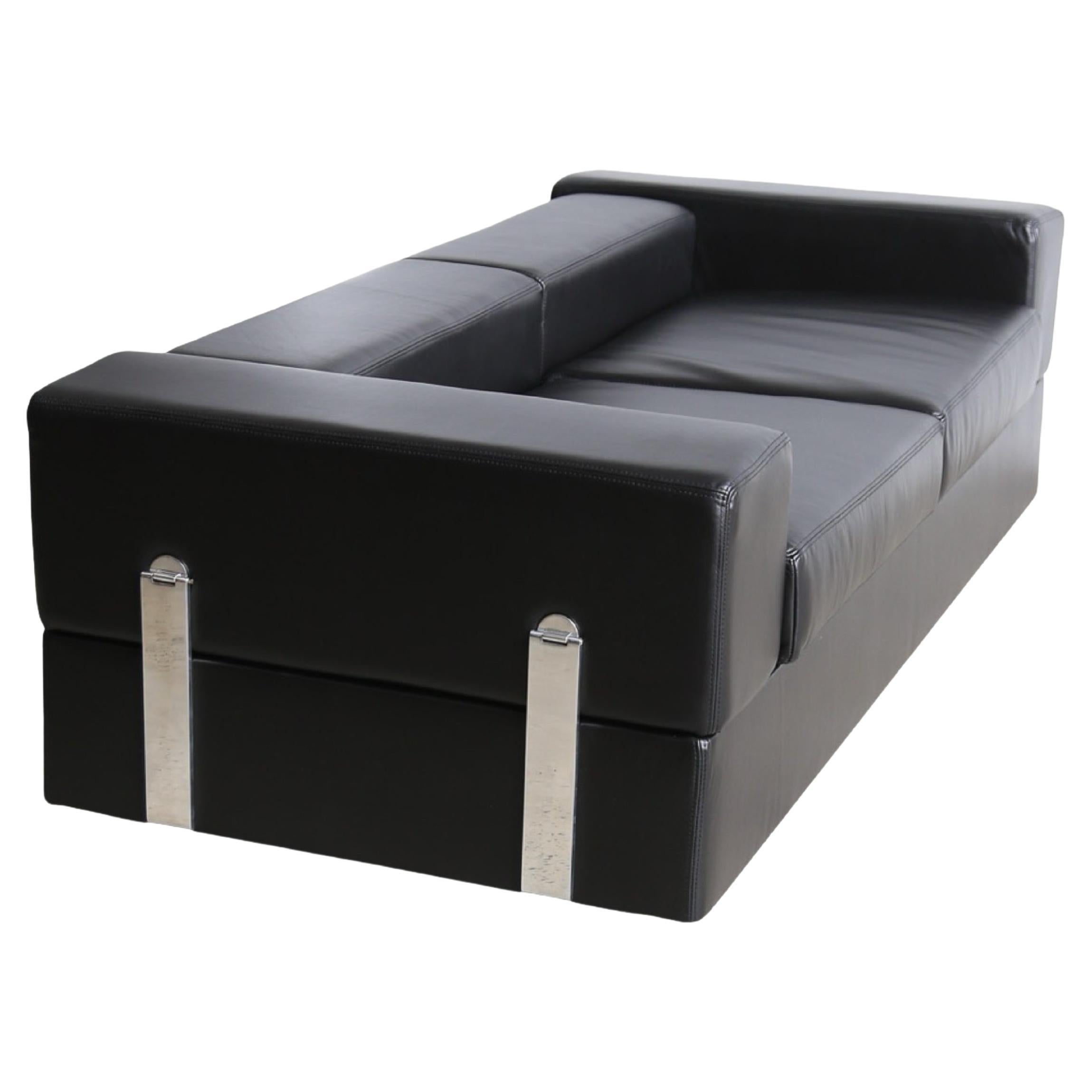 Tito Agnoli for Cinova Day Bed Sofa in Black Leather