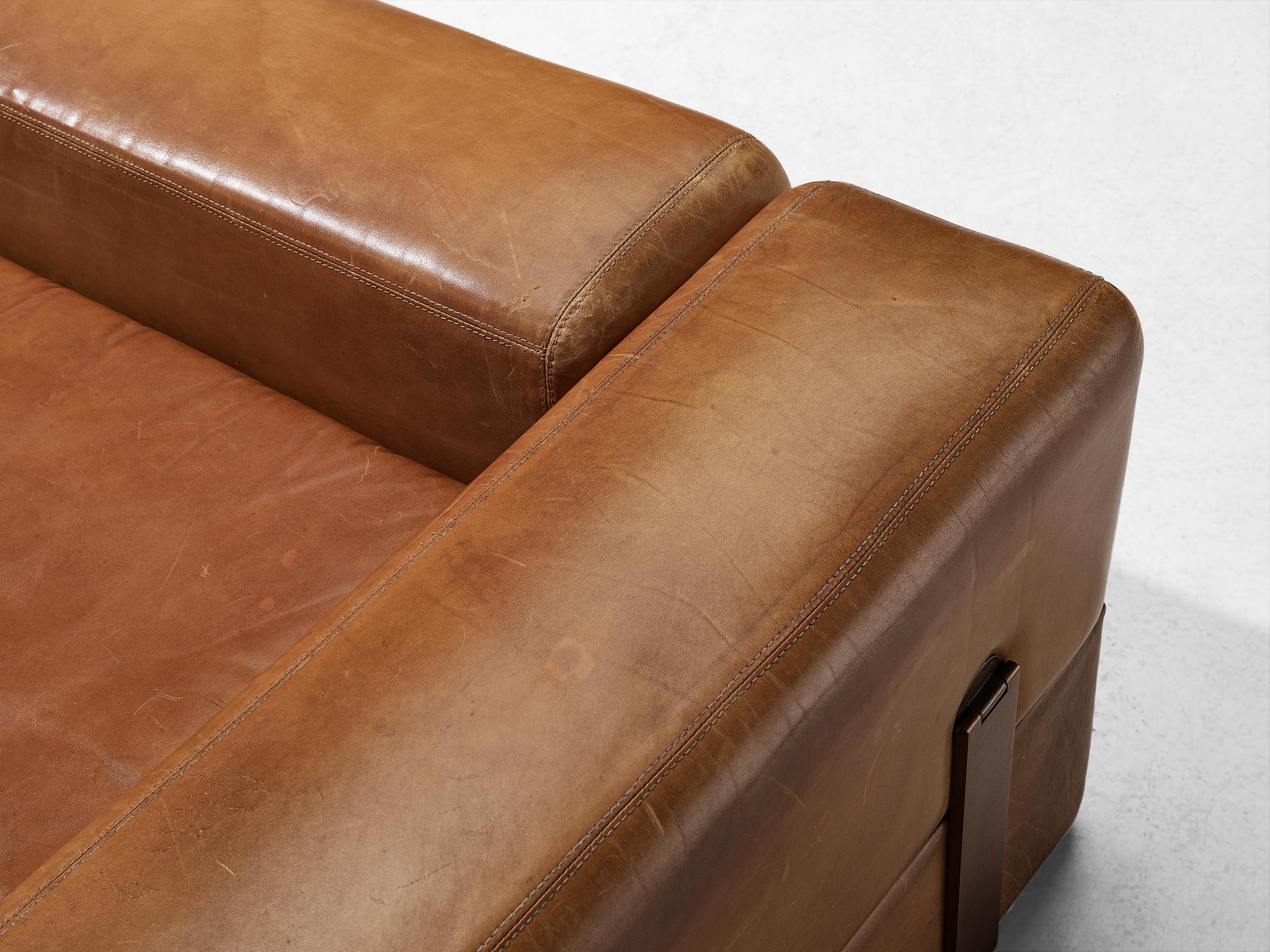 Mid-20th Century Tito Agnoli for Cinova Daybed Sofa in Cognac Leather  For Sale