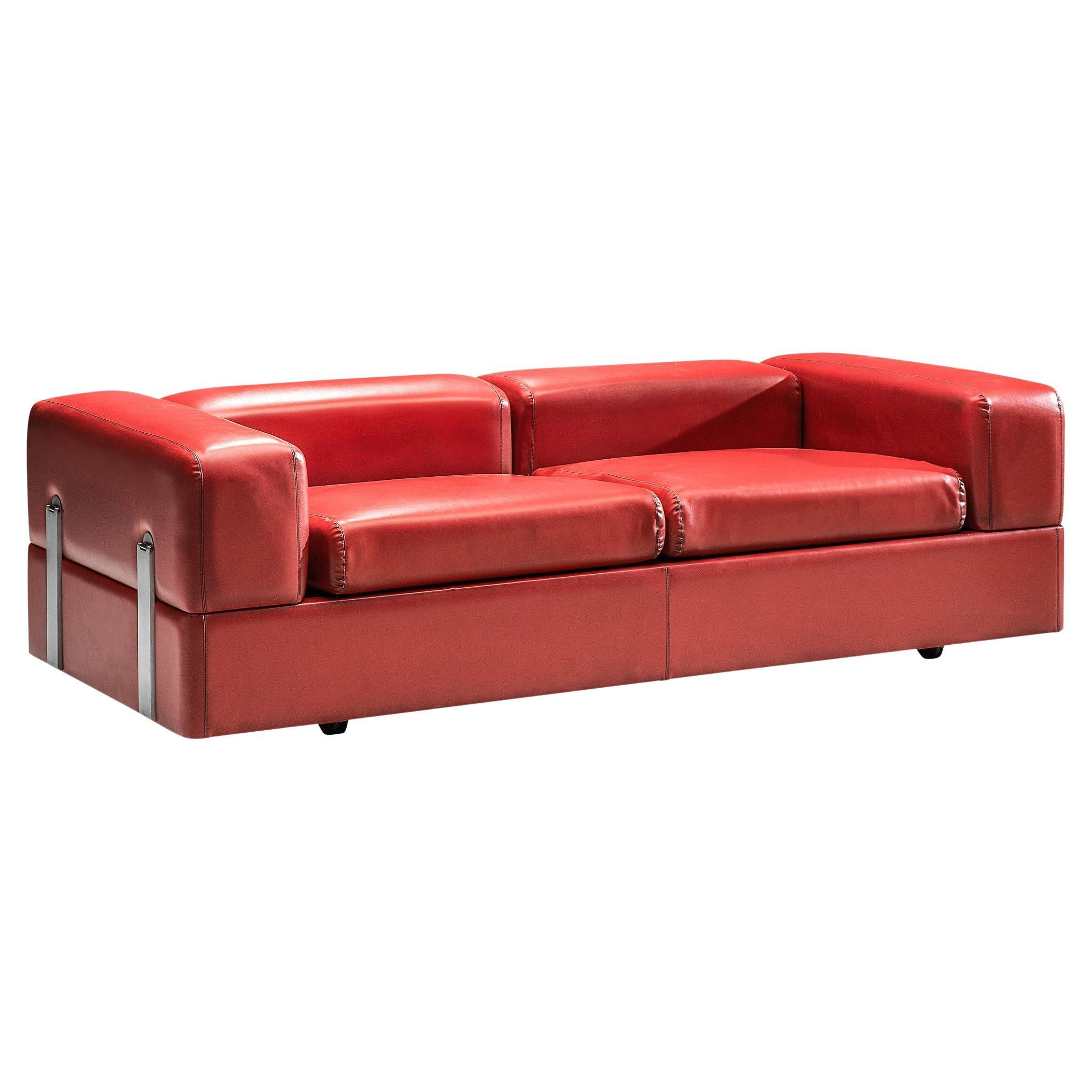 Tito Agnoli for Cinova Daybed Sofa in Red Upholstery For Sale