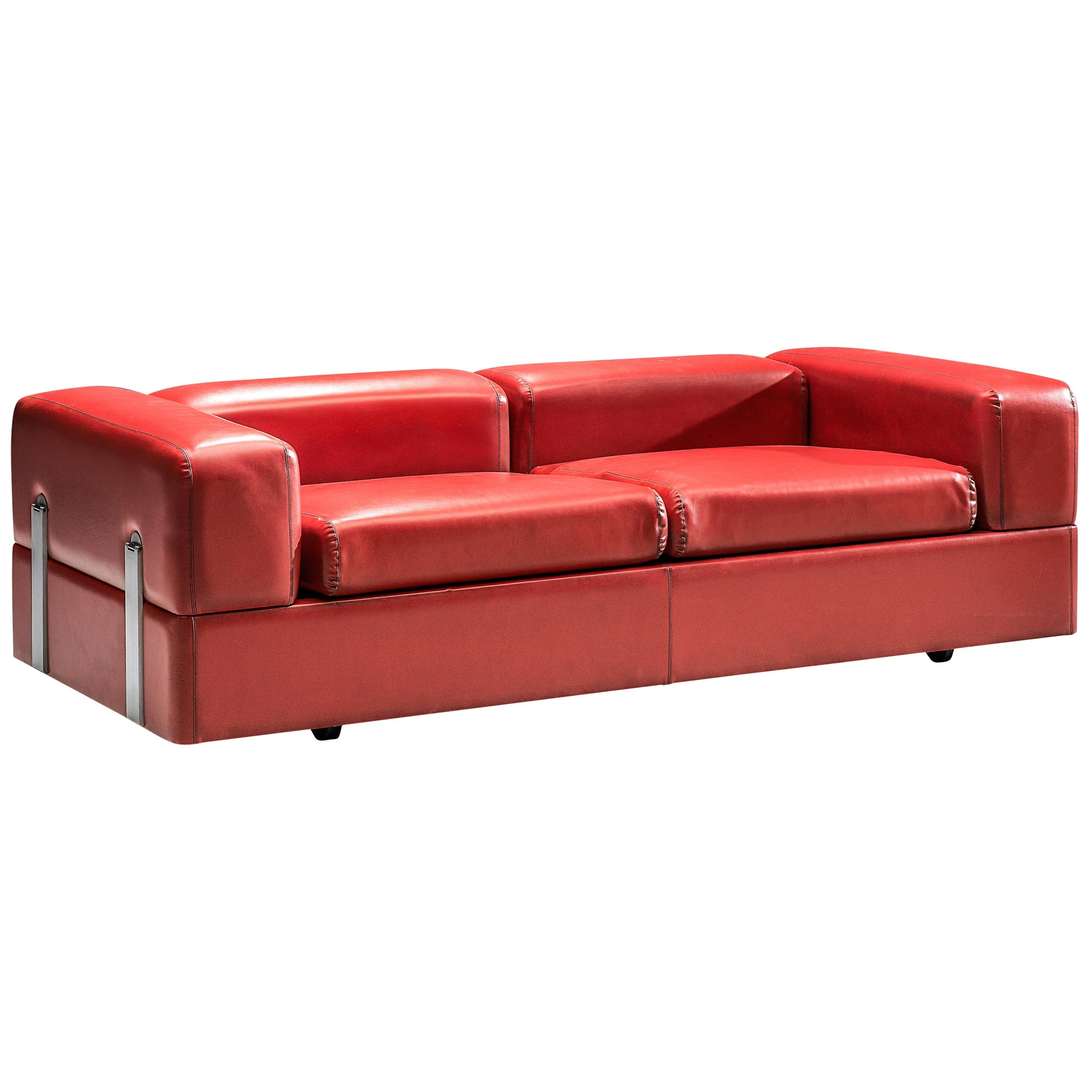 Tito Agnoli for Cinova Daybed Sofa in Red Leatherette
