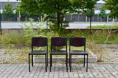 Tito Agnoli für Matteo Grassi: Vintage-Esszimmerstuhl aus Leder, 3er-Set