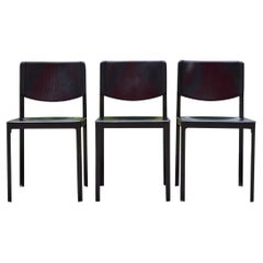 Juego de 3 sillas de comedor de piel vintage Tito Agnoli para Matteo Grassi