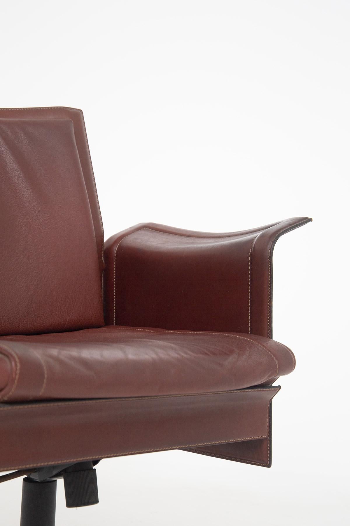 Tito Agnoli for Matteograssi Desk Armchair Korium in Leather, Label 3