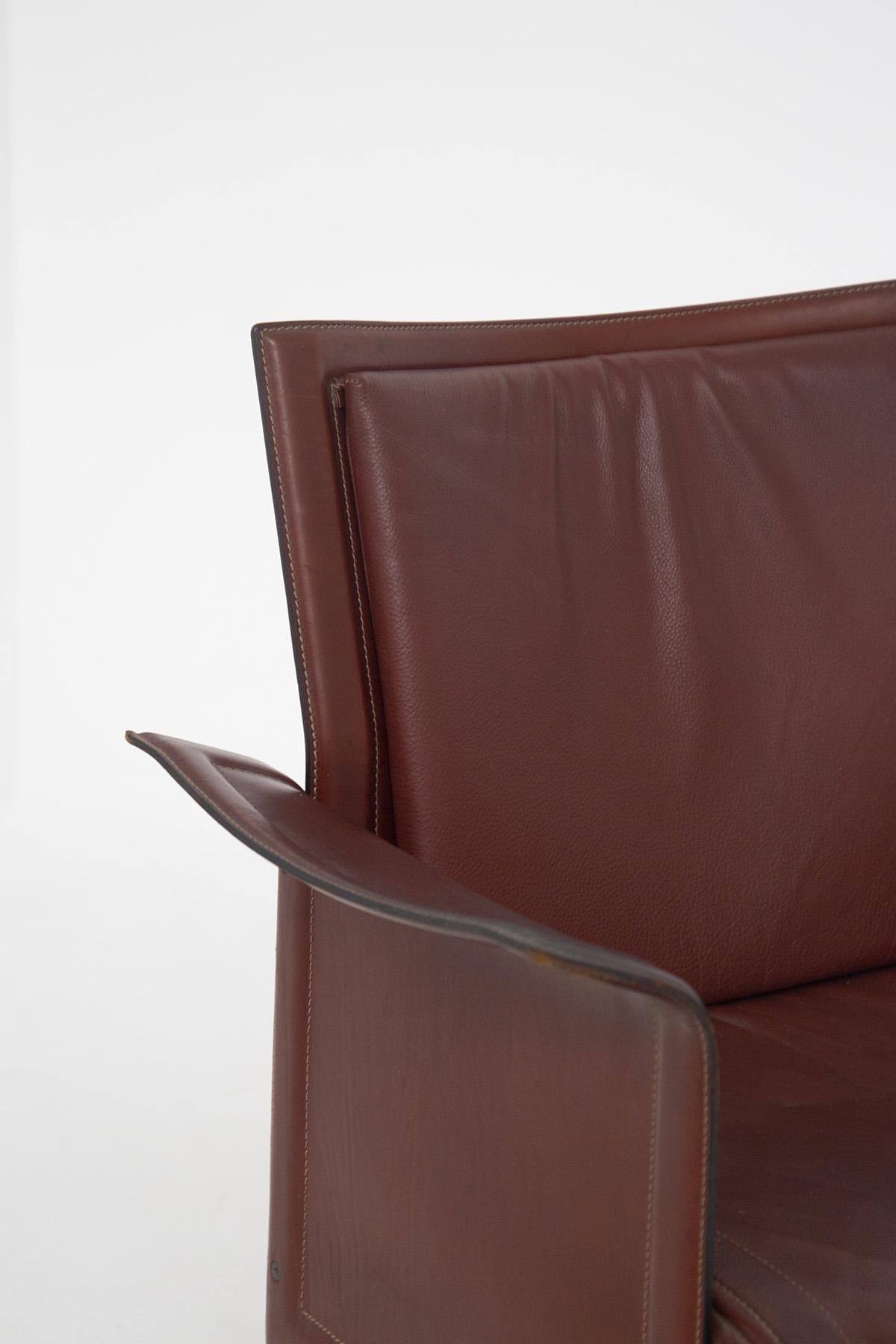 Tito Agnoli for Matteograssi Desk Armchair Korium in Leather, Label 4