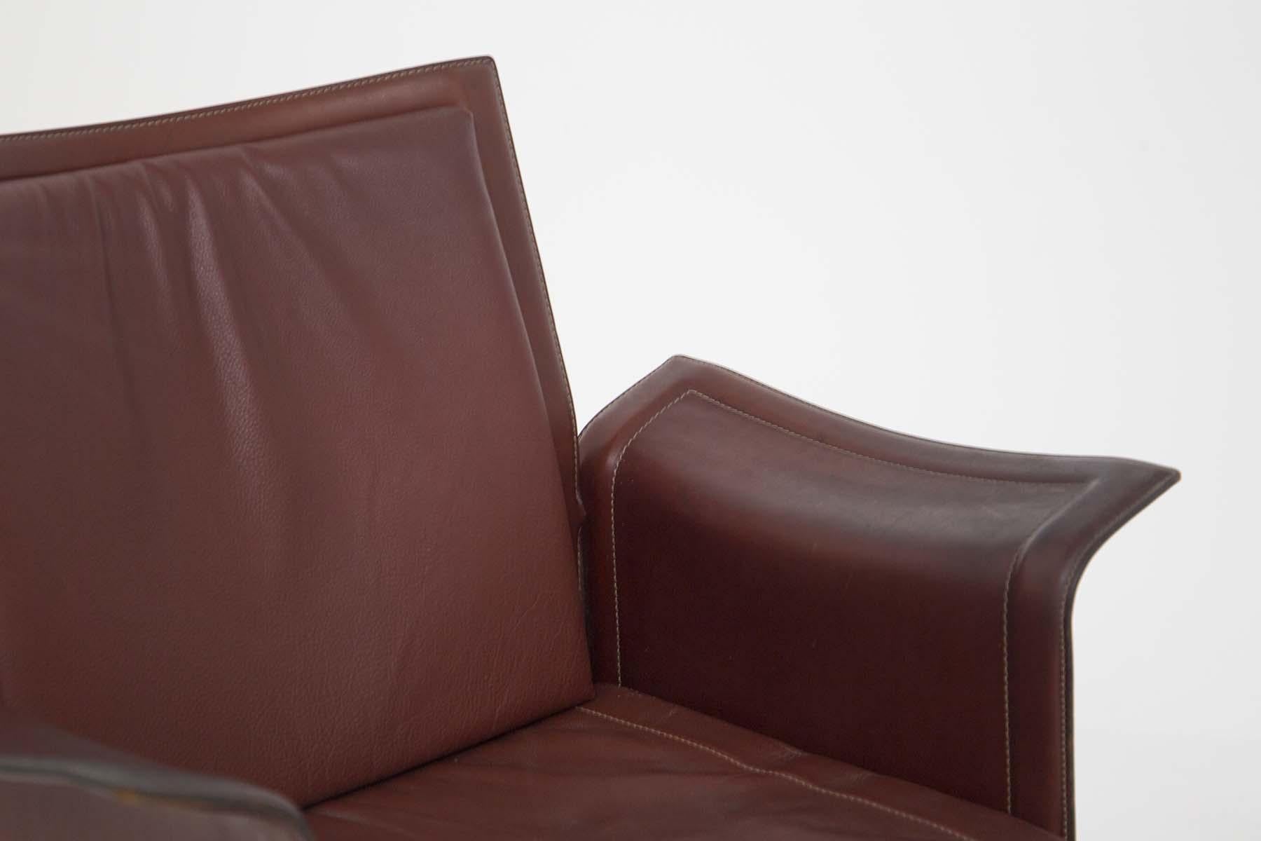 Modern Tito Agnoli for Matteograssi Desk Armchair Korium in Leather, Label