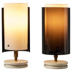Tito Agnoli for O-Luce Pair of Table Lamps in Black and White Perspex 