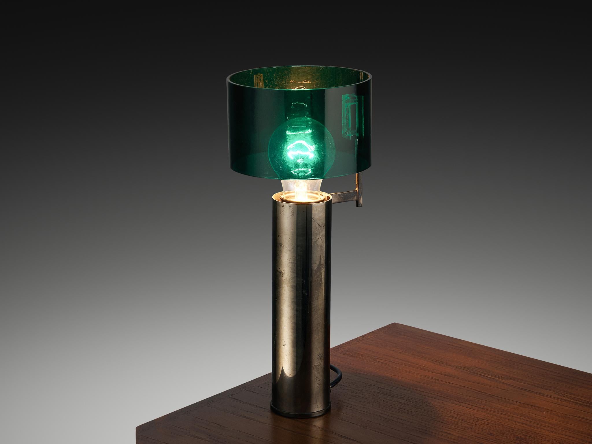 Lámpara de sobremesa de latón niquelado y metacrilato de Tito Agnoli para O-Luce Italiano en venta