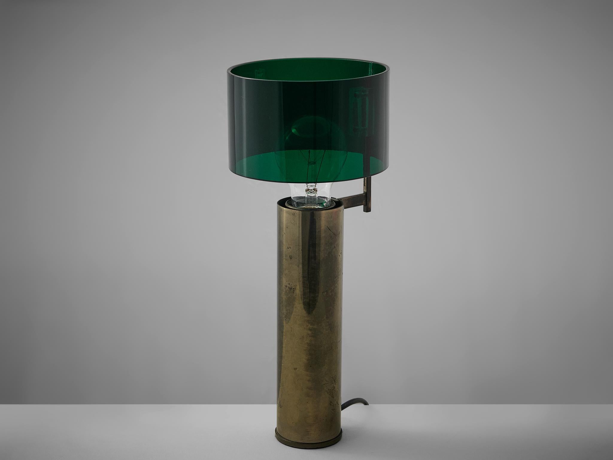 Italian Tito Agnoli for O-Luce Table Lamp in Nickel-Plated Brass and Perspex  For Sale