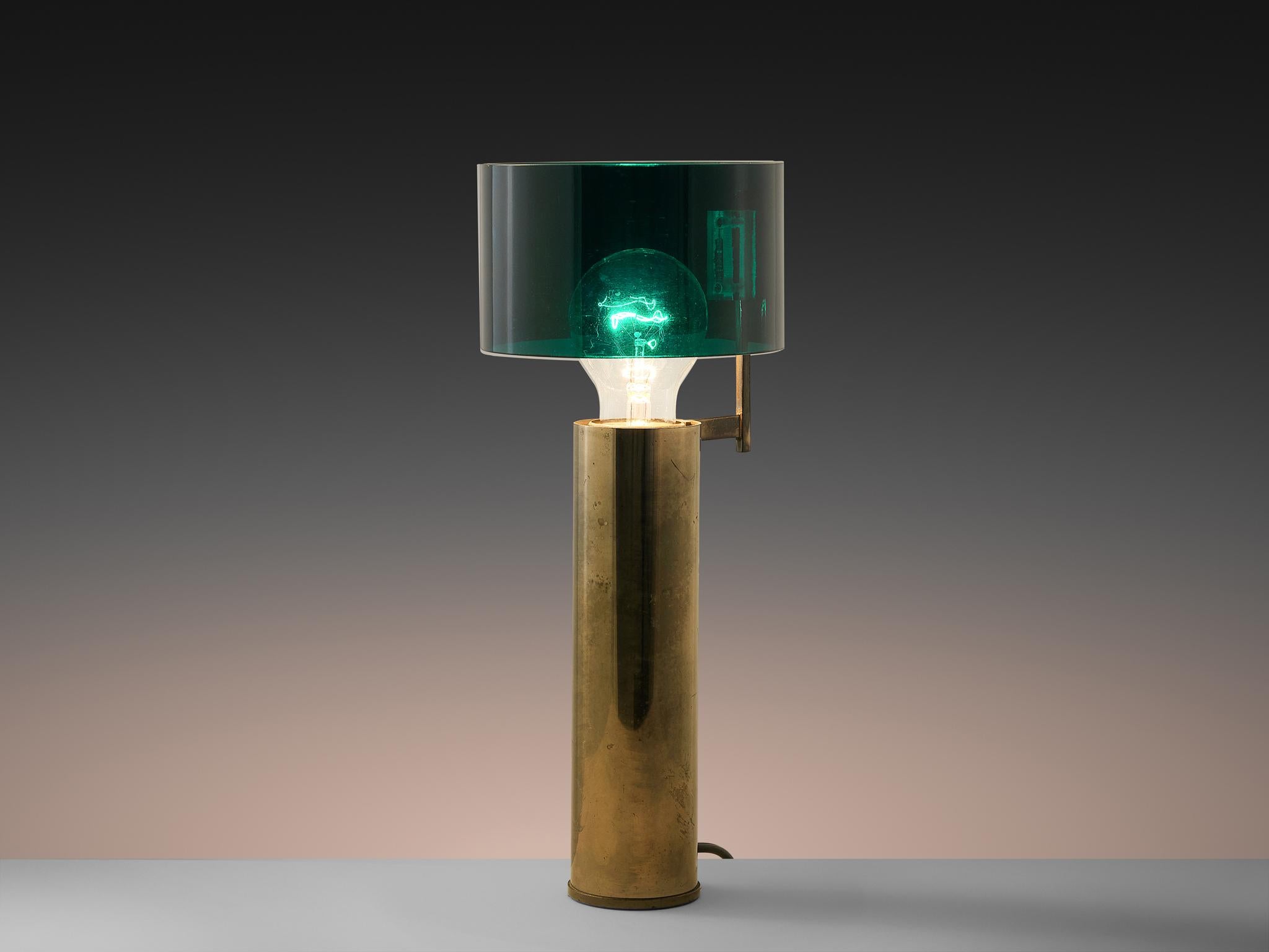 Lámpara de sobremesa de latón niquelado y metacrilato de Tito Agnoli para O-Luce mediados del siglo XX en venta